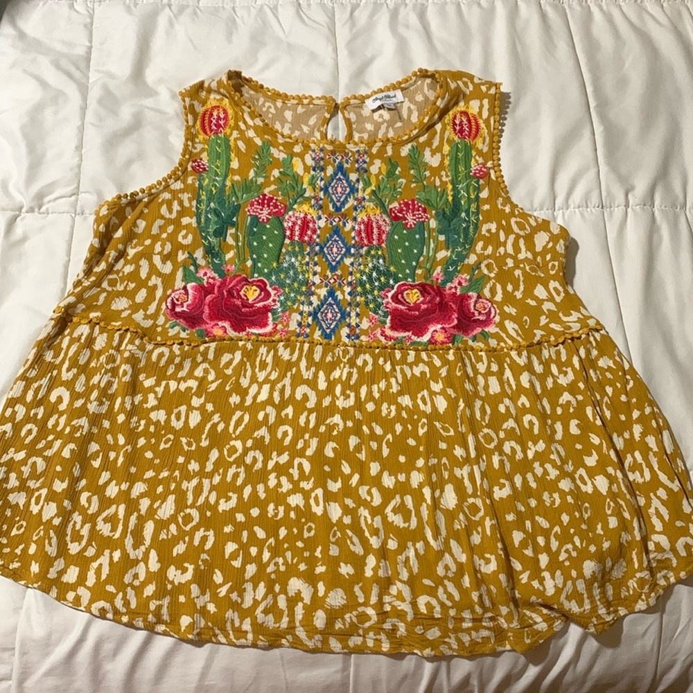 Colorful Embroidered Sleeveless Blouse